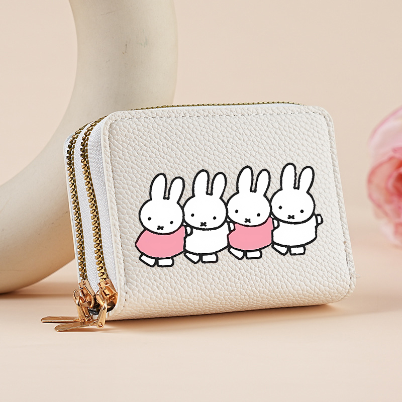 Key Holder Leather Pouch - محفظة نسائية قصيرة بتصميم أرنب كاواي