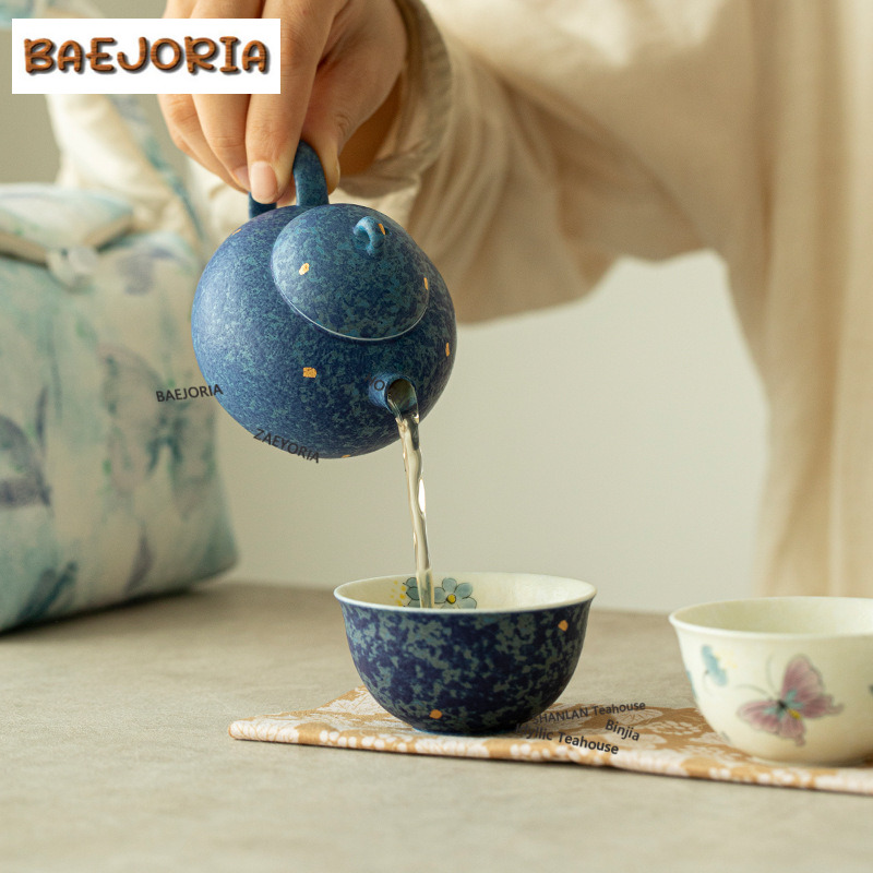 Luxury Bags Hand Painted - طقم شاي سفر فاخر مرسوم يدويًا