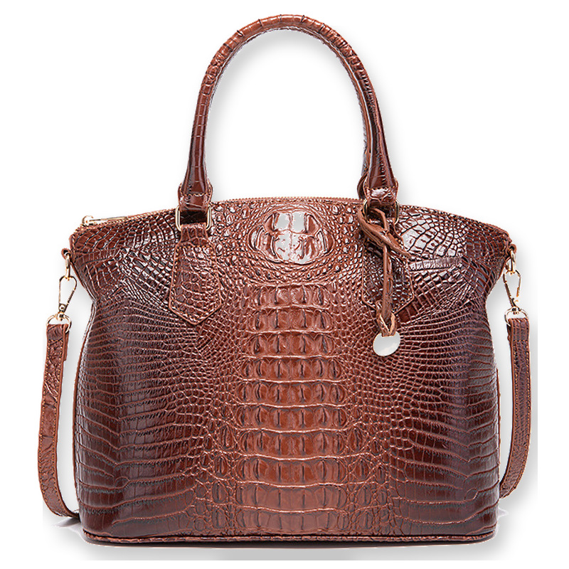 Structured Handbag Top Handle - حقيبة يد نسائية بتصميم جلد التمساح