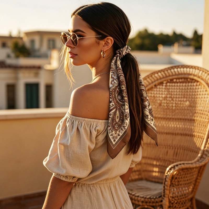 وشاح ساتان فاخر مربع الشكل بنق - مراجعة Luxury Bags China وسعره