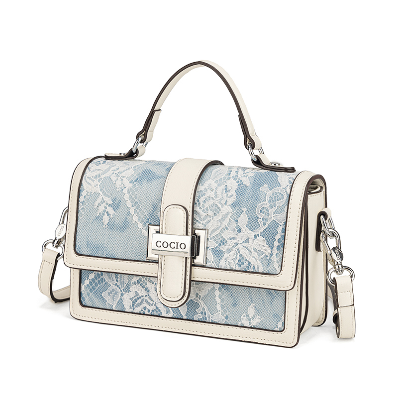 حقيبة يد نسائية زرقاء بنقشة جل - مراجعة Structured Handbag Top Handle وسعره